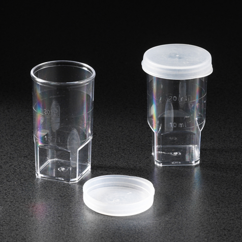 Globe Scientific Blood Cell Counting Vial with Attached Snap Cap, Graduated to 20mL, 250/Bag, 4 Bags/Unit Image